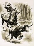 Cowboy Ropes a Steer from Horseback with a Lasso-Henry Charles Fox-Framed Giclee Print