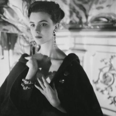 Signorina Illaria Occhini, Actress, Hands on Chest, Wearing Long Earrings and a Dark Cape