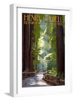 Henry Cowell Redwoods State Park - Pathway in Trees-Lantern Press-Framed Art Print