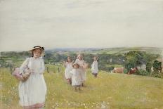 The Picnic (W/C on Paper)-Henry Crockett-Stretched Canvas