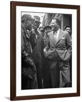 Henry Ford II Talking with Workers at Ford Plant-Gjon Mili-Framed Premium Photographic Print