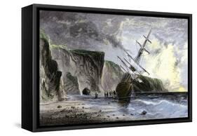 Henry Grinnell's Ship aground during the Search for the Lost Sir John Franklin Expedition, c.1853-null-Framed Stretched Canvas