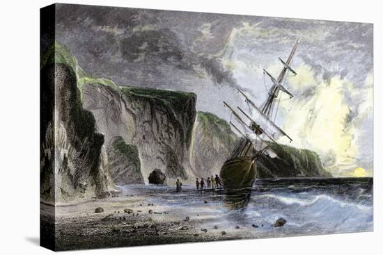 Henry Grinnell's Ship aground during the Search for the Lost Sir John Franklin Expedition, c.1853-null-Stretched Canvas