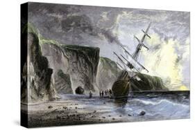 Henry Grinnell's Ship aground during the Search for the Lost Sir John Franklin Expedition, c.1853-null-Stretched Canvas