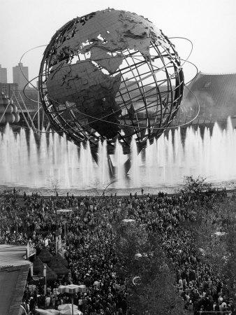 Fountains Surrounding Unisphere at New York World's Fair on Its Closing Day