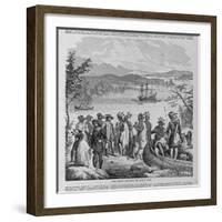 Henry Hudson Descending the Hudson River Illustration-null-Framed Giclee Print