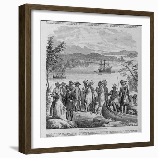 Henry Hudson Descending the Hudson River Illustration-null-Framed Giclee Print