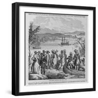 Henry Hudson Descending the Hudson River Illustration-null-Framed Giclee Print