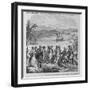 Henry Hudson Descending the Hudson River Illustration-null-Framed Giclee Print