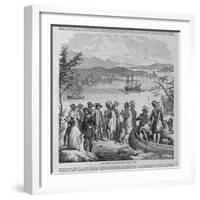 Henry Hudson Descending the Hudson River Illustration-null-Framed Giclee Print