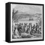 Henry Hudson Descending the Hudson River Illustration-null-Framed Stretched Canvas