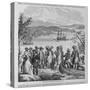 Henry Hudson Descending the Hudson River Illustration-null-Stretched Canvas