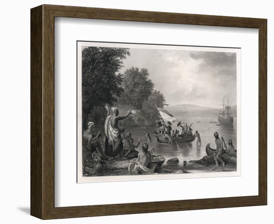 Henry Hudson Discovers the Hudson River-R.w. Weir-Framed Art Print