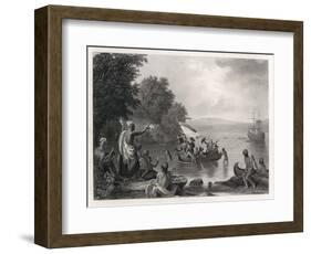 Henry Hudson Discovers the Hudson River-R.w. Weir-Framed Art Print