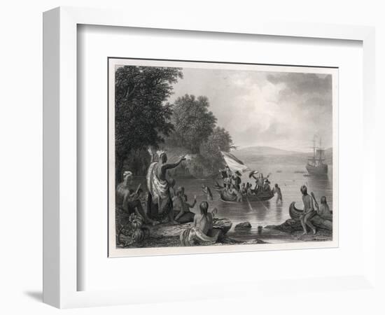 Henry Hudson Discovers the Hudson River-R.w. Weir-Framed Art Print