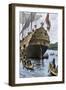 Henry Hudson's Ship, Half Moon, Arriving at Manhattan Island, c.1609-null-Framed Giclee Print