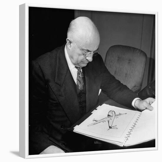 Henry J. Kaiser, Looking at Photographs of Airplanes-Myron Davis-Framed Photographic Print