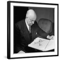 Henry J. Kaiser, Looking at Photographs of Airplanes-Myron Davis-Framed Photographic Print