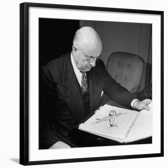 Henry J. Kaiser, Looking at Photographs of Airplanes-Myron Davis-Framed Photographic Print