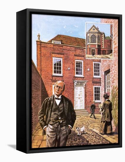 Henry James Standing Outside Lamb House in Sussex-Green-Framed Stretched Canvas