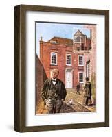 Henry James Standing Outside Lamb House in Sussex-Green-Framed Giclee Print