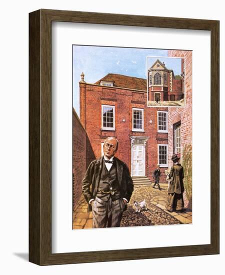 Henry James Standing Outside Lamb House in Sussex-Green-Framed Giclee Print