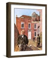 Henry James Standing Outside Lamb House in Sussex-Green-Framed Giclee Print