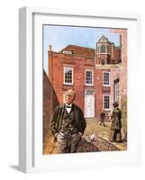 Henry James Standing Outside Lamb House in Sussex-Green-Framed Giclee Print