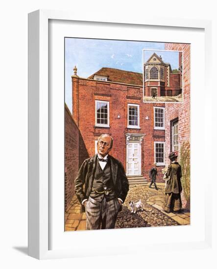 Henry James Standing Outside Lamb House in Sussex-Green-Framed Giclee Print