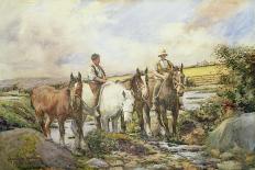 Horses Watering-Henry Meynell Rheam-Giclee Print