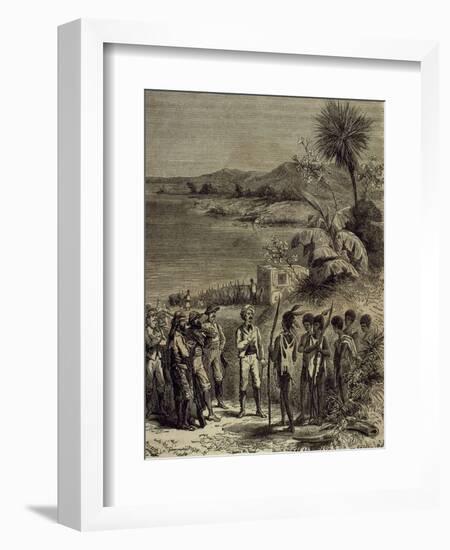 Henry Morton Stanley (1841-1904) and David Livingstone (1813-1873) on Lake Ngami.-null-Framed Giclee Print