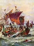 King Alfred's Galleys Attacking the Viking Dragon Ships, 897-Henry Payne-Giclee Print