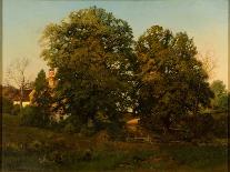 Old Oaks at Sunset (Oil on Canvas)-Henry Pember Smith-Framed Giclee Print