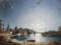 A Full Moon on the River at Brentford-Henry Pether-Framed Giclee Print