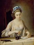 Woman Reading by a Paper-Bell Shade, 1766-Henry Robert Morland-Giclee Print