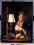Woman Reading by a Paper-Bell Shade, 1766-Henry Robert Morland-Stretched Canvas