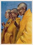 Tibetan "Yellow Monks" Using Prayer Wheels-Henry Savage Landor-Stretched Canvas