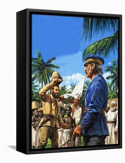 Henry Stanley Greets David Livingstone-Roger Payne-Framed Stretched Canvas