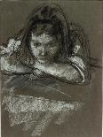 Head and Shoulders of a Girl at a Table-Henry Tonks-Giclee Print