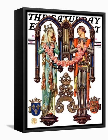 "Henry V and His French Bride," Saturday Evening Post Cover, July 26, 1930-Joseph Christian Leyendecker-Framed Stretched Canvas