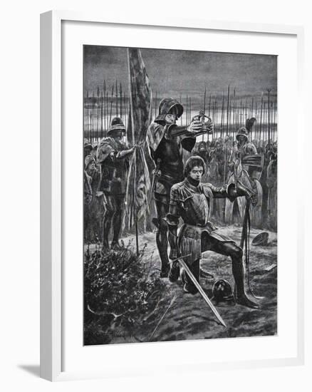 Henry VII Crowned at Bosworth, Illustration from The History of the Nation-Richard Caton Woodville-Framed Giclee Print