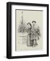 Henry VIII and Anne Boleyn in the King's Privy Gardens-Charles Green-Framed Premium Giclee Print