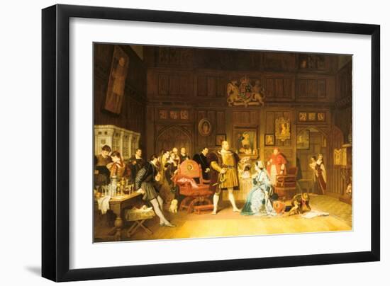 Henry VIII and Anne Boleyn Observed by Queen Catherine, 1870-Marcus Stone-Framed Giclee Print