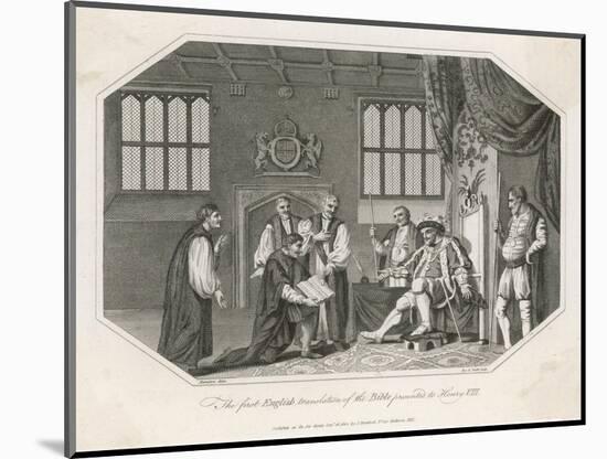 Henry VIII is Presented with Cranmer's Bible, The First English Translation-null-Mounted Art Print