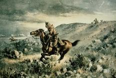 Pony Express Pursued by Indians, 1900-Henry W. Hansen-Giclee Print