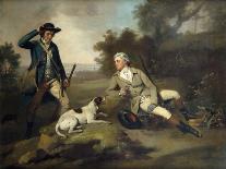 A Gentleman Reclining with a Gun and Dog and his Gamekeeper Standing Nearby-Henry Walton-Framed Stretched Canvas