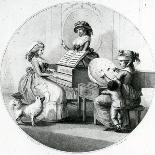 Morning Employments, Three Young Girls with Spinet and Embroidering-Henry William Bunbury-Giclee Print
