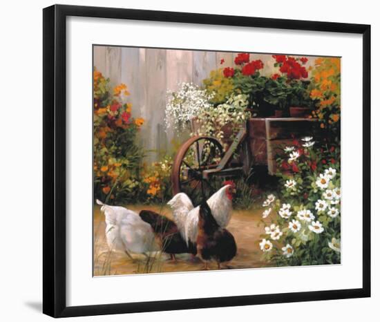 Hens in the Garden-Lise Auger-Framed Art Print