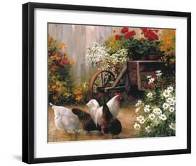 Hens in the Garden-Lise Auger-Framed Art Print