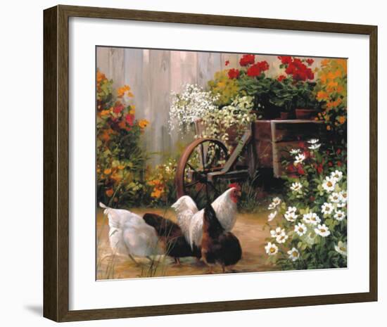 Hens in the Garden-Lise Auger-Framed Art Print